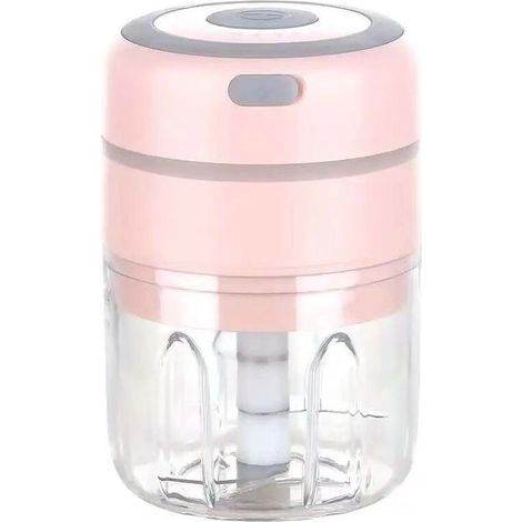 Trituradora de cebollas eléctrica mini, procesador de alimentos eléctrico multifuncional para verduras, frutas y carne, recargable por USB (rosa), 8.5x8.5x13 cm (1/4)