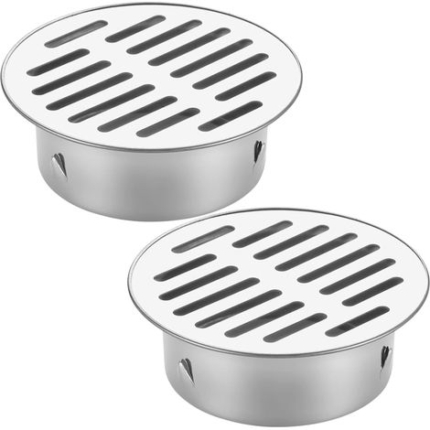2 Pièces Siphon de Sol en Acier Inoxydable Siphon Douche Grille Evacuation Grilles de Vidange pour Salle de Bain, Cuisine, Toit, Terrasse, Jardin Extérieur, 110 Bouche Plate (1/5)