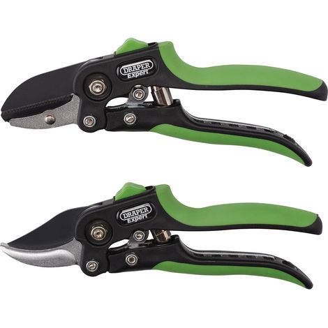 Draper 08986 2-Piece Anvil and Bypass Secateurs Set, 200mm Gardening Pruning Shears
