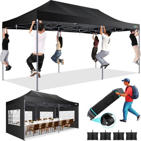 Pop-up Pavillon 3x6m mit 6 Seitenwänden, 100% Wasserdicht, Höhenverstellbar (1/5)