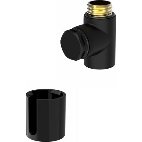 WarmeHaus Electric Heating Element Cover Cap & T Piece with End Plug for Bathroom Heated Towel Rail Radiator Black