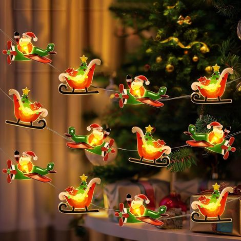 Guirlande lumineuse en forme de traîneau du Père Noël, 50 LED, thème Noël, pour fêtes, mariages, fenêtres, arbres et décorations saisonnières.-AquaForge (1/5)