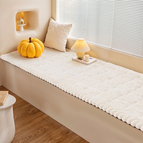 White Taffeta Thick Soft Non-slip Sofa Cushion 210cm W x 70cm D (1/5)