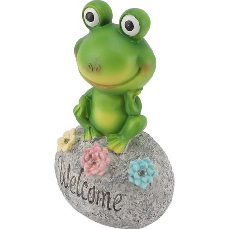 Froschstatue aus Kunstharz mit Solarleuchten, Gartendekoration