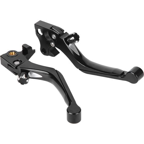 Lot de 2 leviers de frein et d'embrayage pour guidon de moto, en alliage d'aluminium noir usiné CNC, résistants. (1/5)