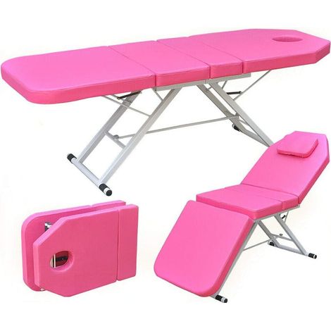 Camilla de masaje plegable con agujero para el rostro, 182 cm, color rosa (1/3)