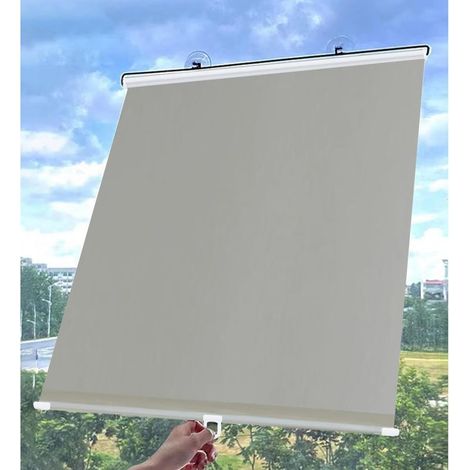 Store Enrouleur Occultant À Ventouse, Rideaux Occultants Sans Perçage, Rouleau Pare-soleil Rétractables, Stores Enrouleurs Pour Fenêtres, Thermiques Temporaires,grey-50x100cm/2039in Gris (1/5)