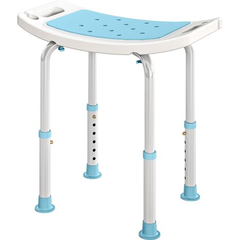 Shower Chair, Adjustable Height Shower Stool with Aluminium Frame Non-Slip Feet, Bathtub Stool Seat with Padded Seat for Elderly Disabled Handicap, Turquoise (1/5)