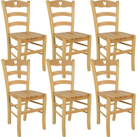 NAPLES - Lot de 6 Chaises Naturelles et Assises en Bois (1/2)