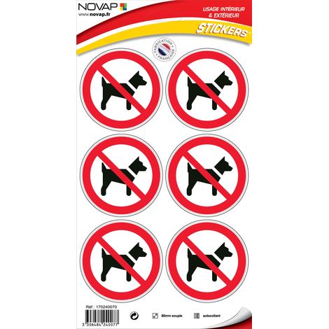 Planche 6 Pictogrammes Ø 80mm - Chien Interdit - 4240077