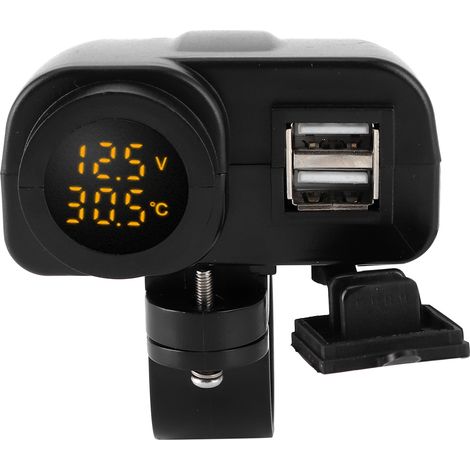 Motorrad-Doppel-USB-Ladegerät, Multifunktions-Voltmeter, Thermometer mit wasserdichtem Gehäuse (1/5)