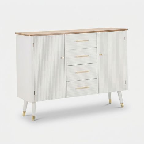 Buffet de salon en bois Matera avec 2 portes et 4 tiroirs (1/5)