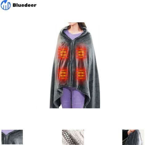 Châle De Couverture Chauffante sans Fil, USB Portable Couvertures Plaid Chauffant avec 3 Niveaux de réglage de la température Poncho Chauffant Electrique Lavable150 85cm