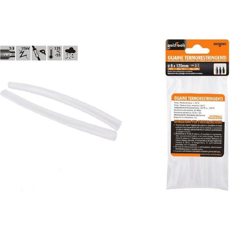 TRADE SHOP - Set 10pz Guaine Termorestringenti Termoretrattili Trasparenti 8x120mm Cavi 57074 - (1/2)