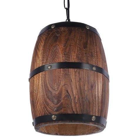 Suspension rustique en forme de tonneau à vin pour éclairage (1/5)