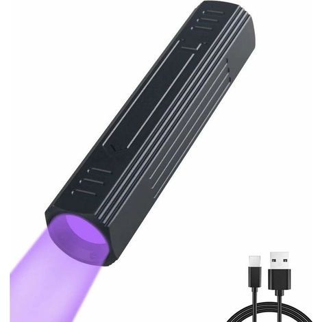 Rechargeable 365nm UV Flashlight, Ultraviolet Torch with Blacklight Filter for Curing Resin/Oil Leaks on Rocks/Minerals (1/5)