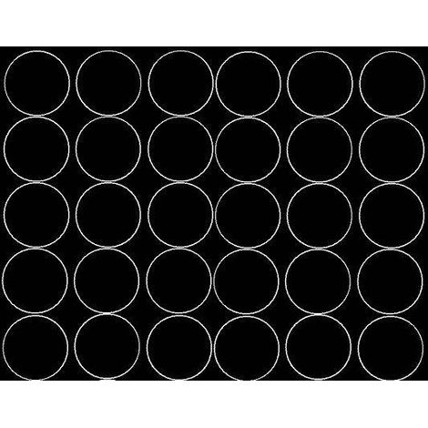 Autocollants ronds de 7 cm, pastilles noires brillantes, lot de 30.