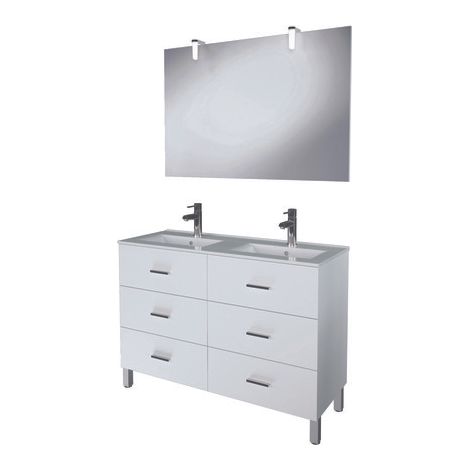 ONDEE ZEN - Meuble salle de bain à poser MONTECARLO - L120cm - Blanc - - Livré monté (1/7)