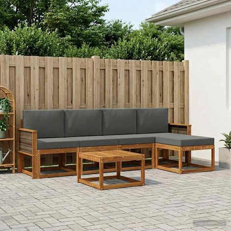 vidaXL Conjunto de sofás de exterior 6 uds. Natural y Antracita (1/5)
