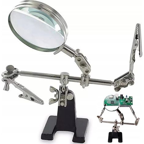 Troisième main Robuste, Station de Soudage à Loupe, Grossissement 5X, Aide à Souder, Réparation, Électronique, Modelisme, Loisirs, Troisieme Main