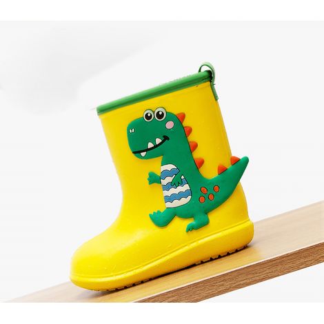 Bottes de pluie imperméables enfant motif cartoon mignon semelle souple EVA jaune 15cm (1/5)