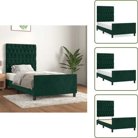 Bettgestell ohne Matratze Dunkelgrün 90x190 cm Samt - Samtsofa - Bettestel - Doppelbett - Boxspringbetten - Lattenrost (1/5)