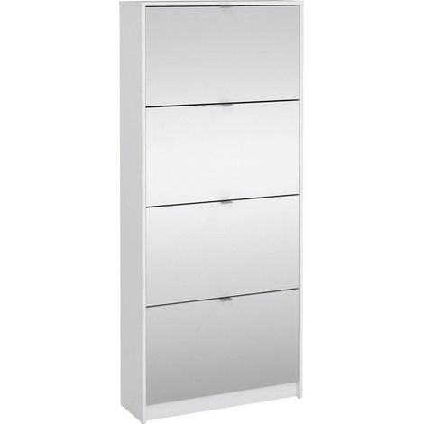 Dmora - Schuhschrank Aepytus, Schuhregal, Mehrzweck-Eingangsgarderobe, Möbel für Schuhe, 70x24 h162 cm, Glänzendes Weiß