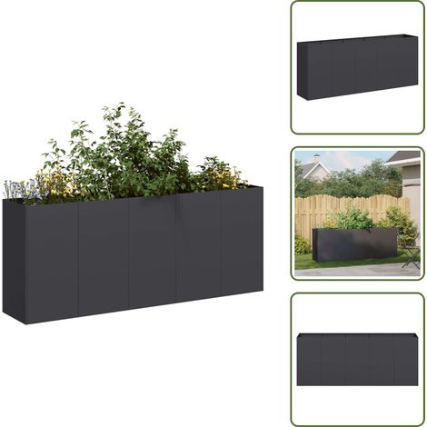 vidaXL Jardinière noir 200x40x80 cm acier laminé à froid (1/5)