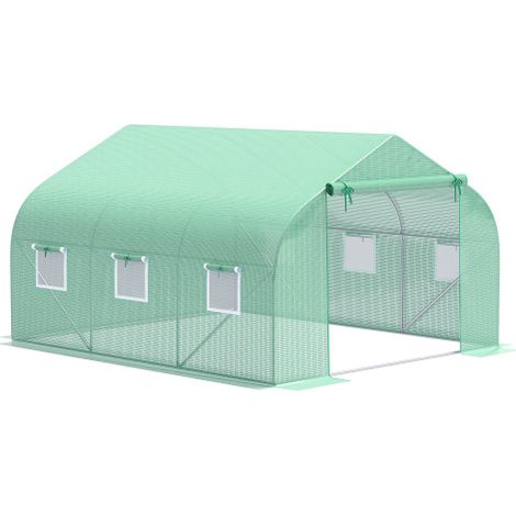 Serre en plastique 350x300x200 cm avec toit en pente, idéale pour les tomates et les plantes (1/5)