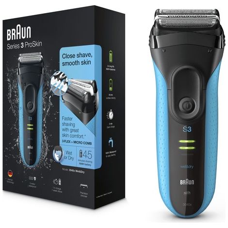 Braun Series 3 3040s Máquina de afeitar de láminas Recortadora Negro, Azul (1/5)