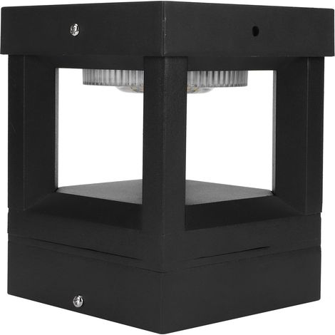 Lampe solaire poteau aluminium moulé étanche pour jardin cour allée (1/5)