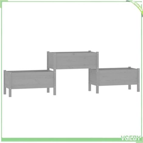 Jardinière surélevée - FAFEICY - 822254 - Bois de pin massif - 3 bacs - 245,5 x 44 x 75 cm (1/5)