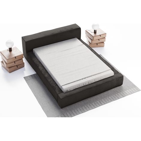 Emporius Lit double 160x200 cm Bueno, lit rembourré en velours avec sommier à lattes et rangement, Noir (1/5)