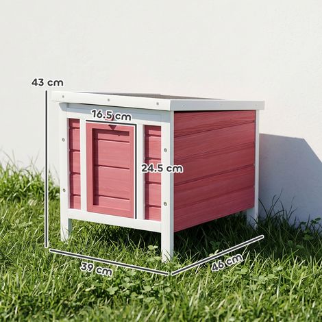 Cage à lapin en bois, avec toit rétractable en asphalte et rampe antidérapante, 51 x 42 x 43 cm, rouge (1/5)
