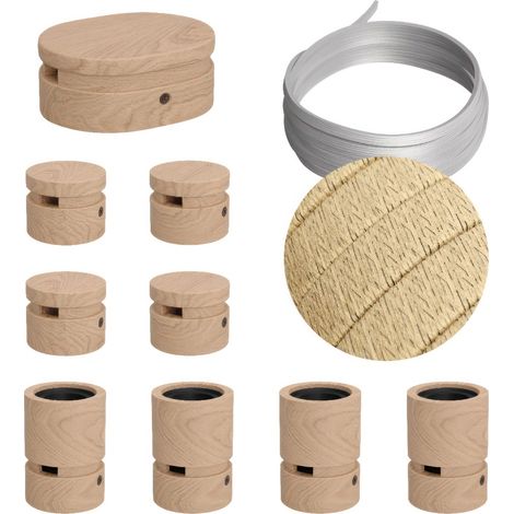 Sistema Filé Symmetric Kit - con cavo di 5 m per catenaria e 9 componenti in legno per interni