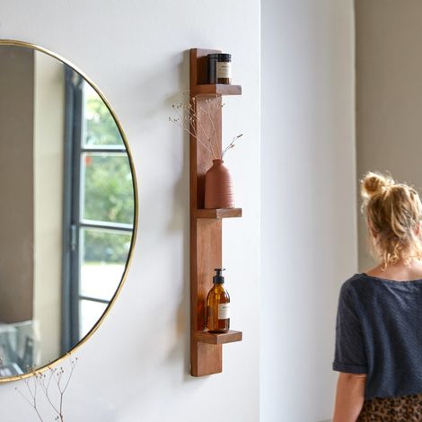 Etagère murale de Salle de Bain verticale en bois de Palissandre Bahya (1/3)