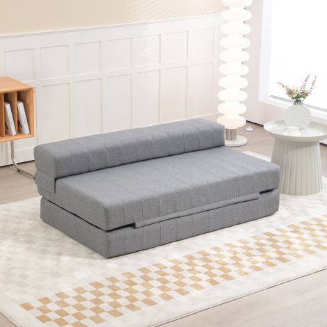Sofá cama plegable de suelo gris de poliéster, 2 plazas, 250 kg, 138 x 80 x 50 cm, OKWISH (1/5)