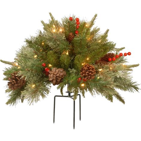 Arbre De Noël Extérieur - Stake Décoratif Avec Aiguilles Lumineuses Et Baies Rouges - 40 Cm - Pour Jardin Et Cour - 1 Pièce (1/5)