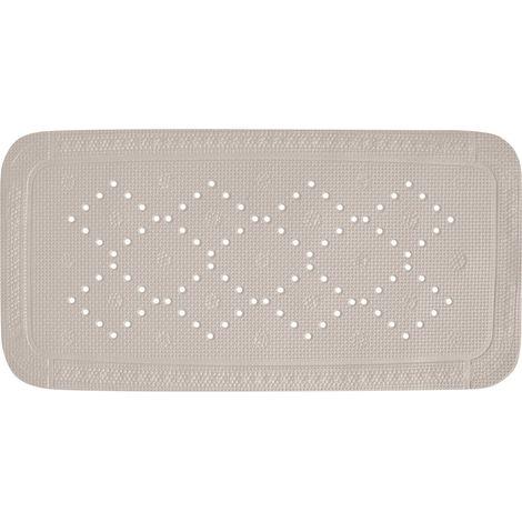 Tapis Fond de Baignoire Mousse PVC Alaska - Tapis de Bain Antidérapant Ventouses + Trous de Drainage Anti Moisissure - Taupe - 91 X 36 cm