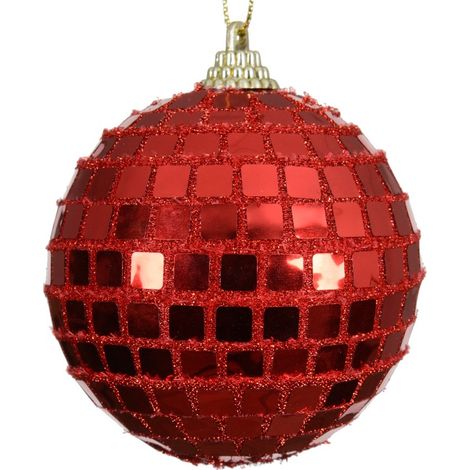 Decoris Pallina Natale Rossa Infrangibile con Filo Dorato - 8cm (1/4)