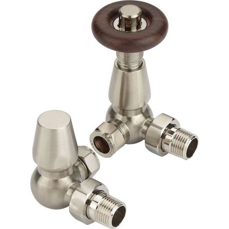Heatwave Manor Brushed Nickel Corner Thermostatic Radiator Valve Set (1/2)