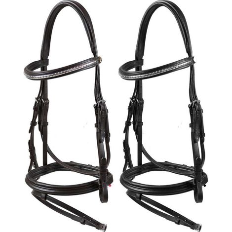 Cob, Nero: Briglia per cavallo in cuoio con decorazioni clincher argento sul frontalino Mestre