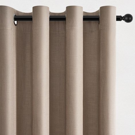 2PCS Rideau Occultant Thermique, Lin Noir 30%, Oeillets Métal, Isolation Phonique, Salon Chambre (1/5)