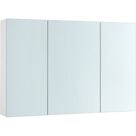 Mueble de baño con espejo mueble de almacenaje de 3 puertas 60 x 15 x 55 cm con balda regulable blanco moderno 120004042 (1/3)