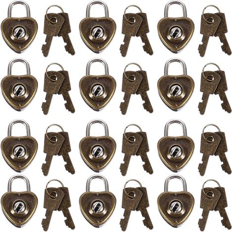 Lot de 12 cadenas pratiques en forme de cœur, mini-cadenas pour armoire, tiroir et bagages (1/3)