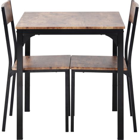 Set tavolo da pranzo con 2 sedie, tavolo quadrato 70x70x75 cm, marrone vintage (1/5)