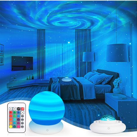 Projecteur Galaxie Veilleuse & Lampe Lune 2-en-1, Lumières Sensorielles Vortex Aurore avec 16 Couleurs, Projecteur Étoiles Rechargeable pour Chambre Enfants Adultes (1/5)