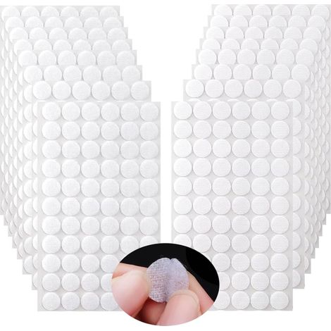 Selbstklebende Klettpunkte 15 mm, Klett-Klebepunkte, 600 Stück, selbstklebender Klettverschluss, rund, weiß, für Schule, Lehrmittel und Zuhause (15 mm, 300 Paar)