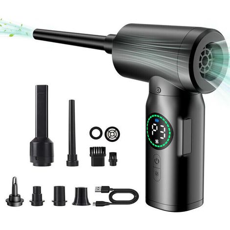 100000 TR/Min Souffleur Air Comprimé,Dépoussiérants Puissants électrique,4 Vitesses 7500 mAh,pour Keyboard Souris PC, Voiture, Canapé,Maison pour pc Animaux domestiques