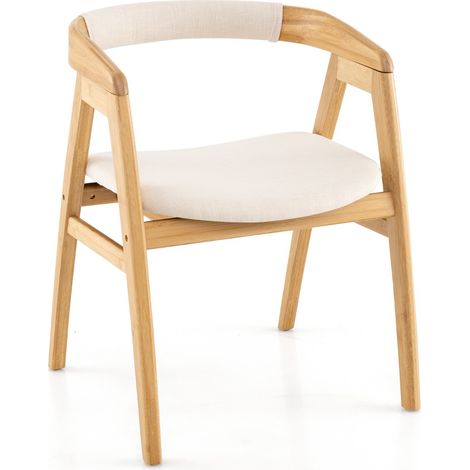 Poltrona in bambù poltrona moderna con schienale curvato e cuscino per seduta, Sedia boho imbottita per soggiorno Naturale (1/4)